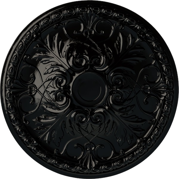 Ekena Millwork Tristan Ceiling Medallion (Fits Canopies up to 6 1/4"), Hnd-Painted Black Pearl, 32 3/8"OD x 3 1/2"P CM32TNBPS - main